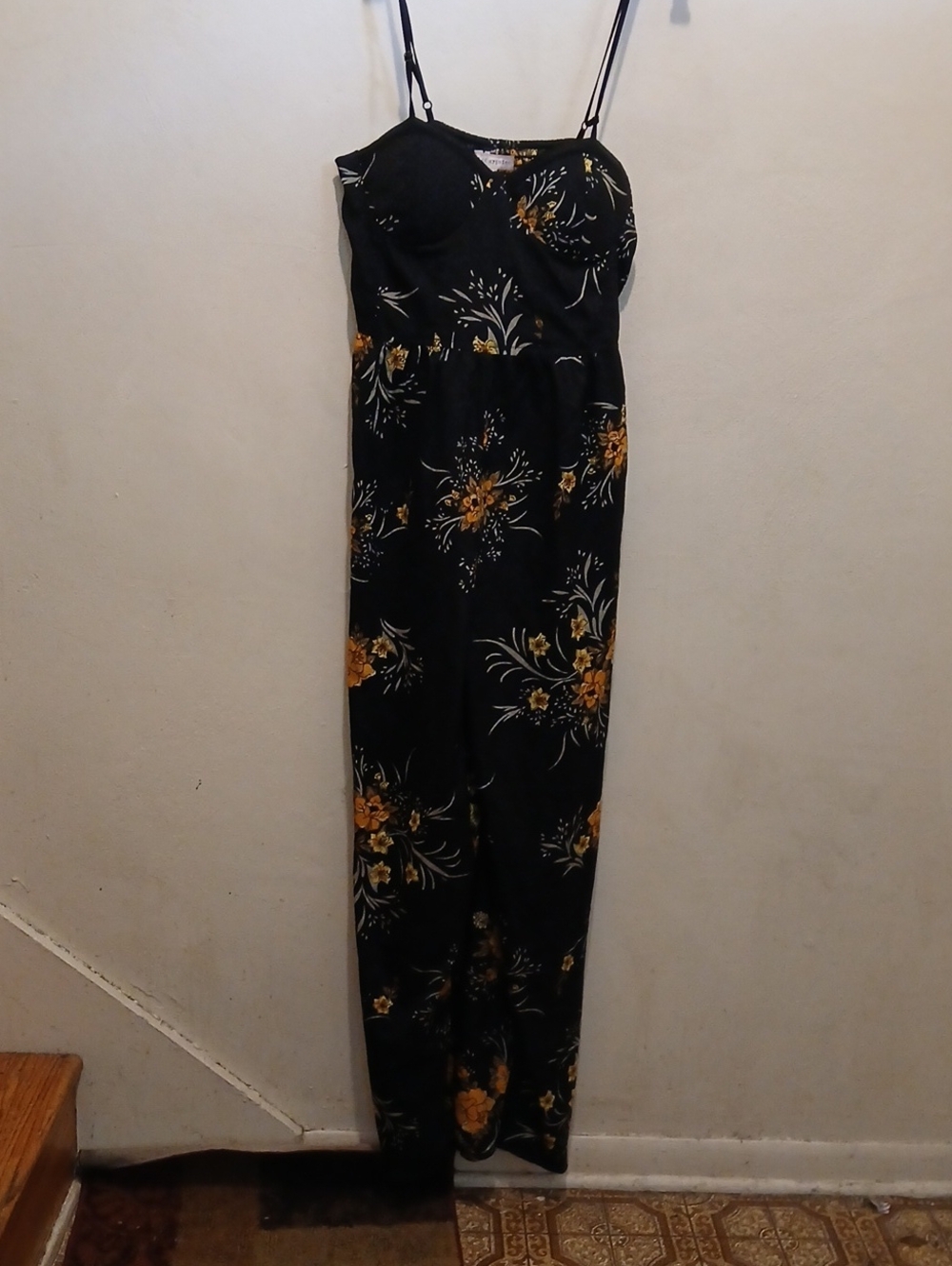 Band of Gypsies Black Jumpsuit with Yellow Floral Print
